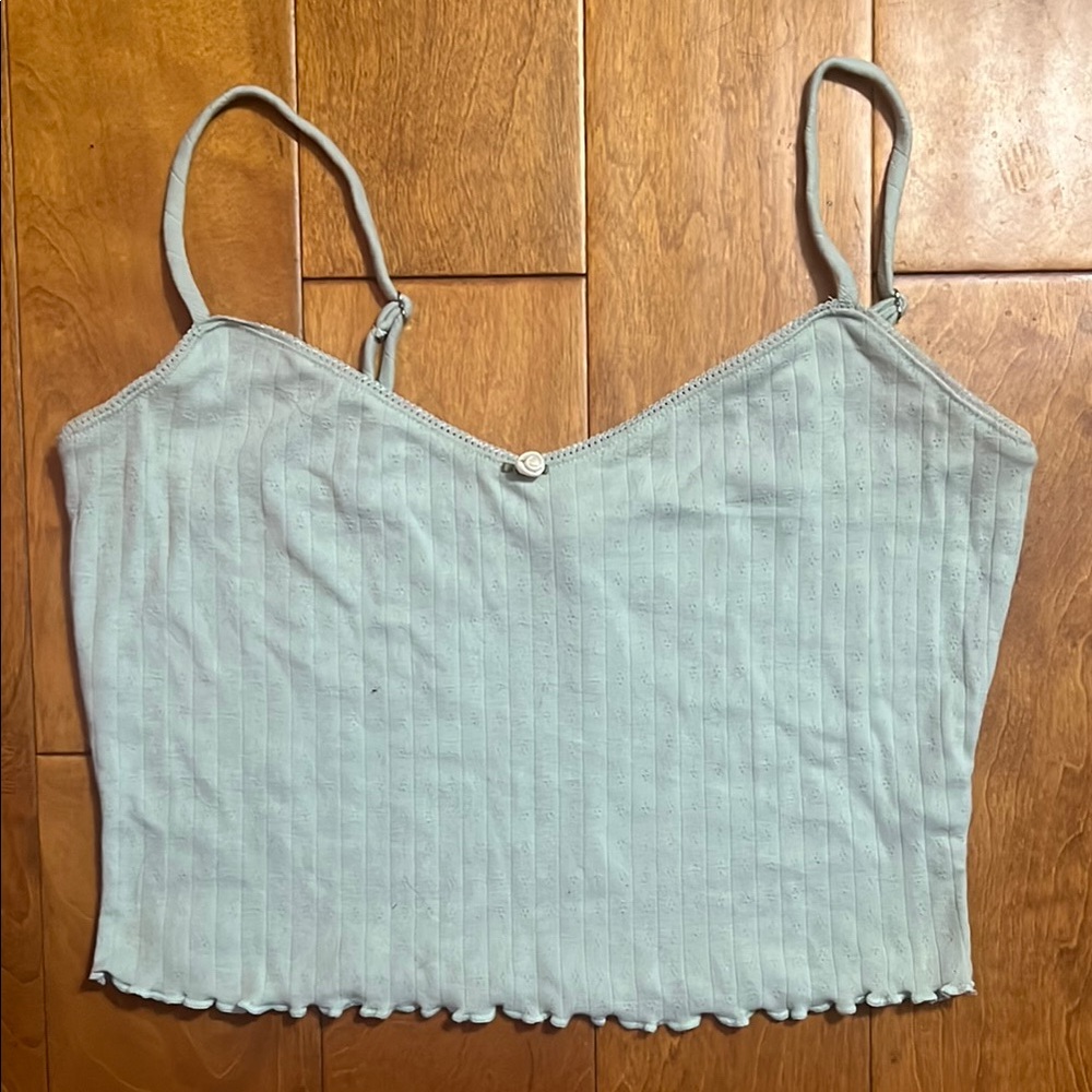 Altar’d State Sage Green Camisole Pajama Top Size L Coquette Pastel Scalloped